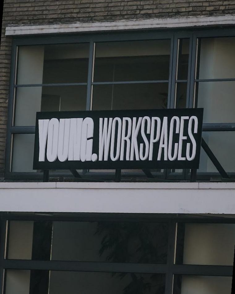 The YOUNG.Workspaces sign, The Hague